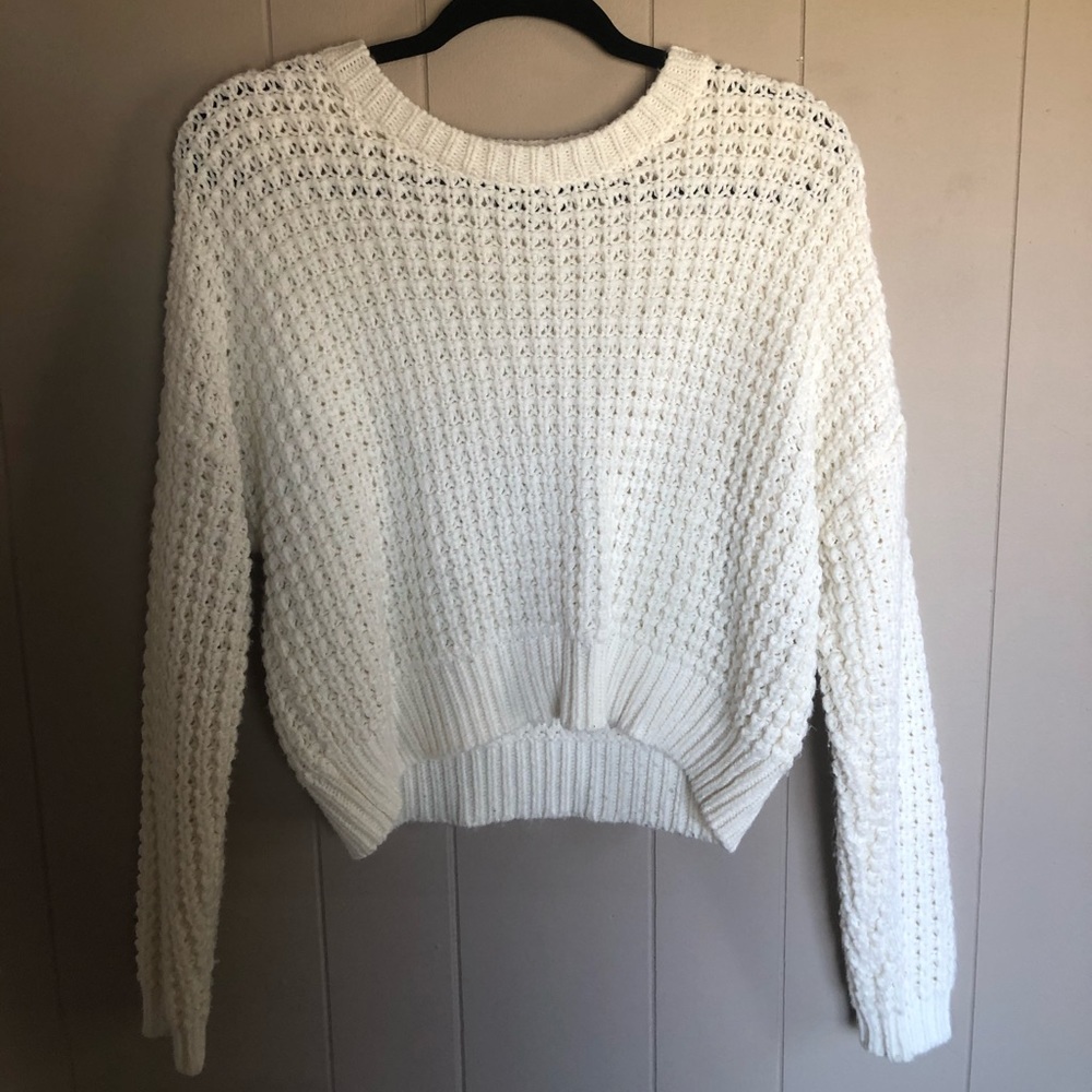 white knit sweater
